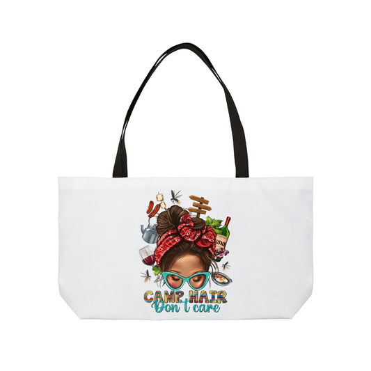 Camp Hair Don't Care Messy Bun Weekender Tote Bag