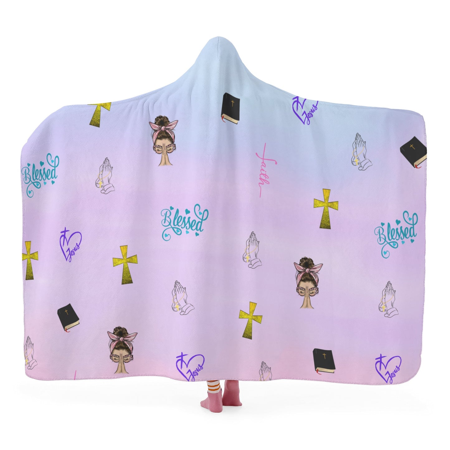 Faith Blessed Womens Hooded Blanket