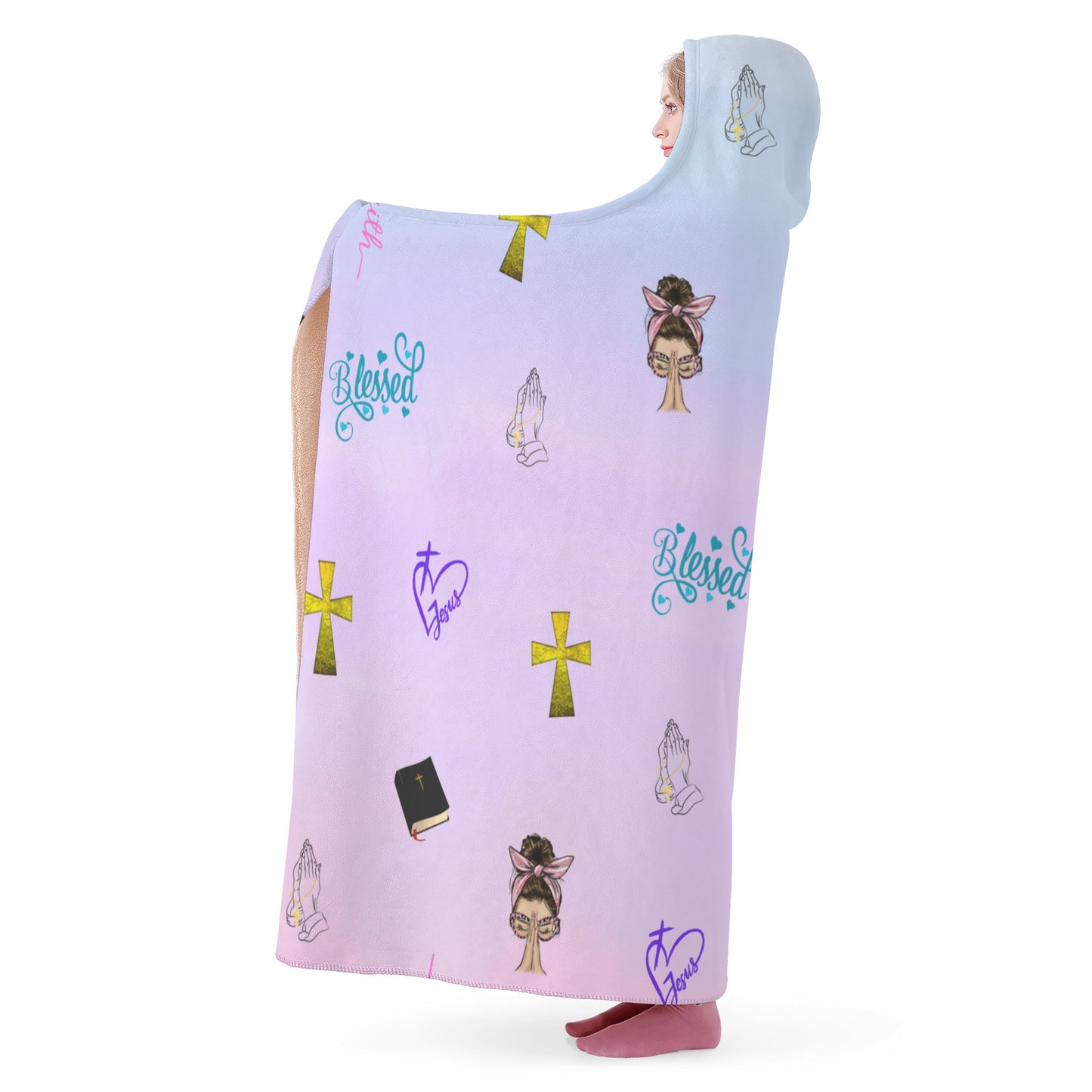 Faith Blessed Womens Hooded Blanket