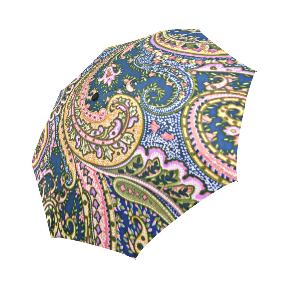 Blue Paisely Umbrella Auto Foldable (Model U04)