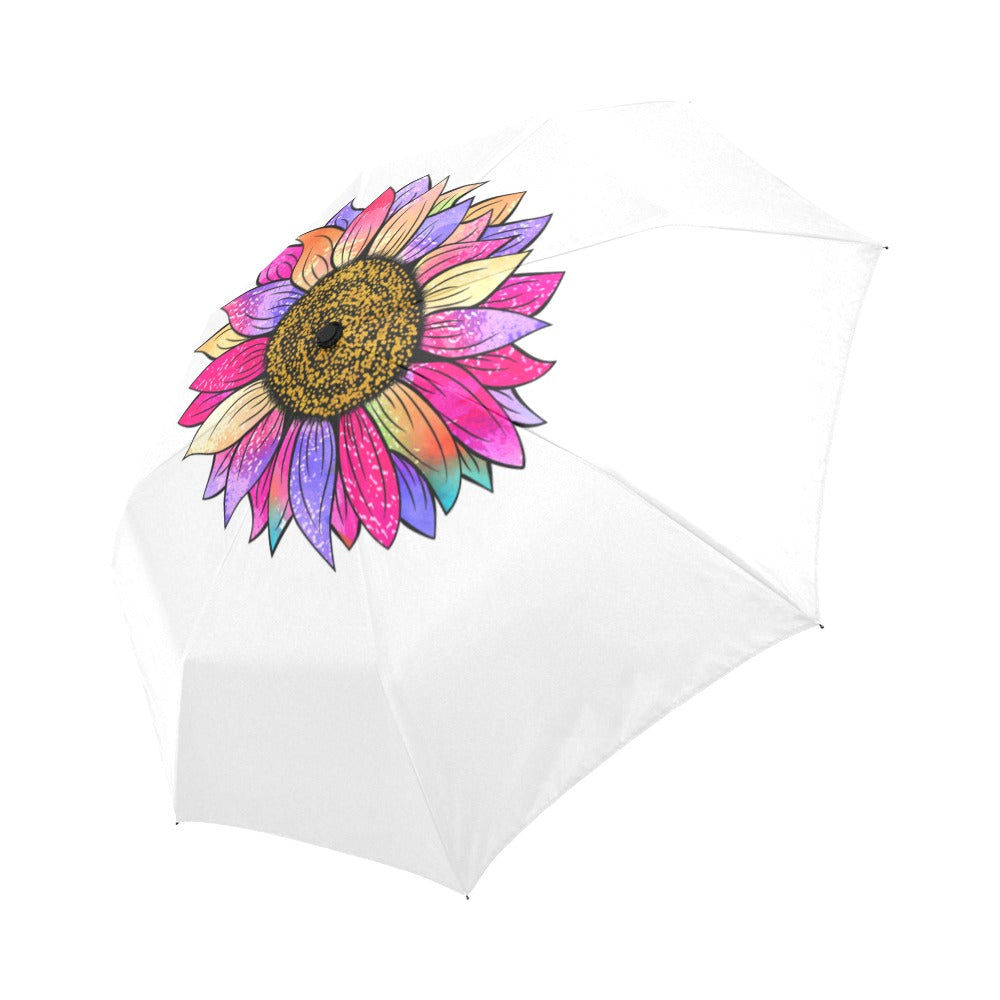 Multi Color Sunflower Umbrella White Auto Foldable (Model U04)