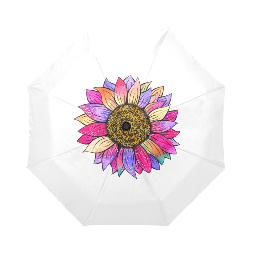 Multi Color Sunflower Umbrella White Auto Foldable (Model U04)