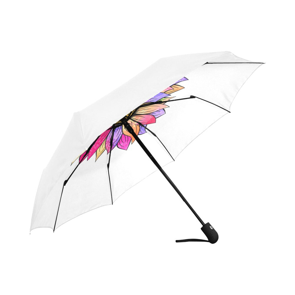 Multi Color Sunflower Umbrella White Auto Foldable (Model U04)