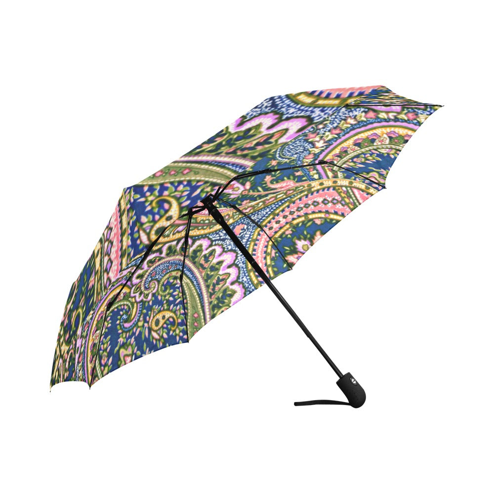 Blue Paisely Umbrella Auto Foldable (Model U04)